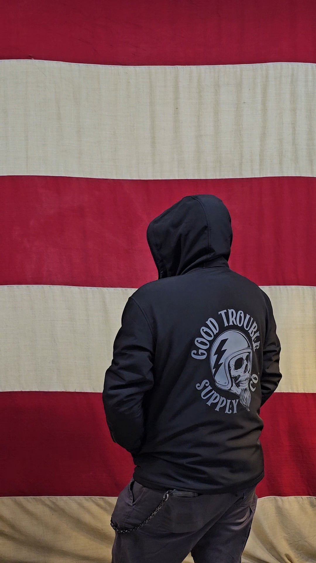 GOOD TROUBLE SOFT SHELL ARMORED HOODIE JACKET