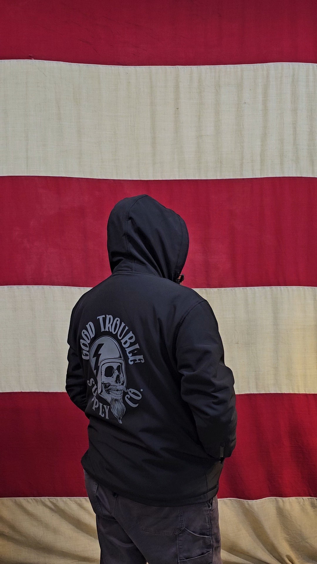 GOOD TROUBLE SOFT SHELL ARMORED HOODIE JACKET