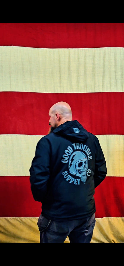 GOOD TROUBLE SOFT SHELL ARMORED HOODIE JACKET